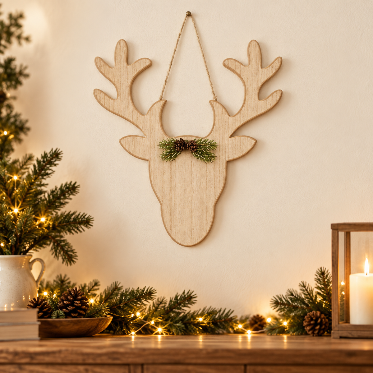 Decorazione natalizia da parete testa di cervo 38 cm – Mica Decorations