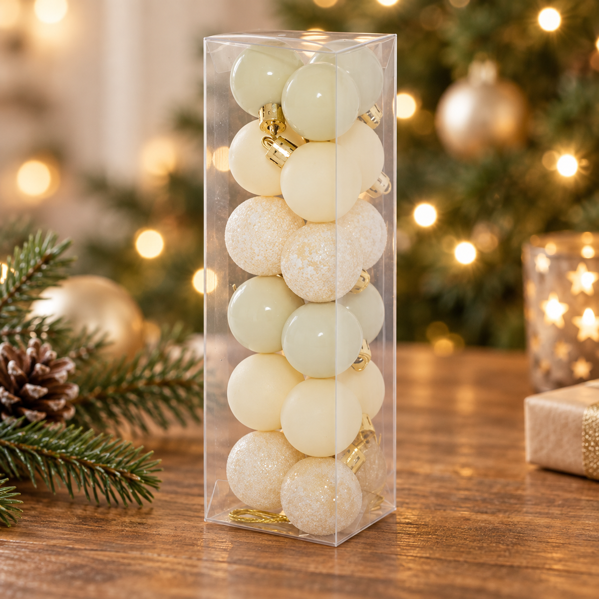 Palline di Natale écru Ø 3 cm – set da 18