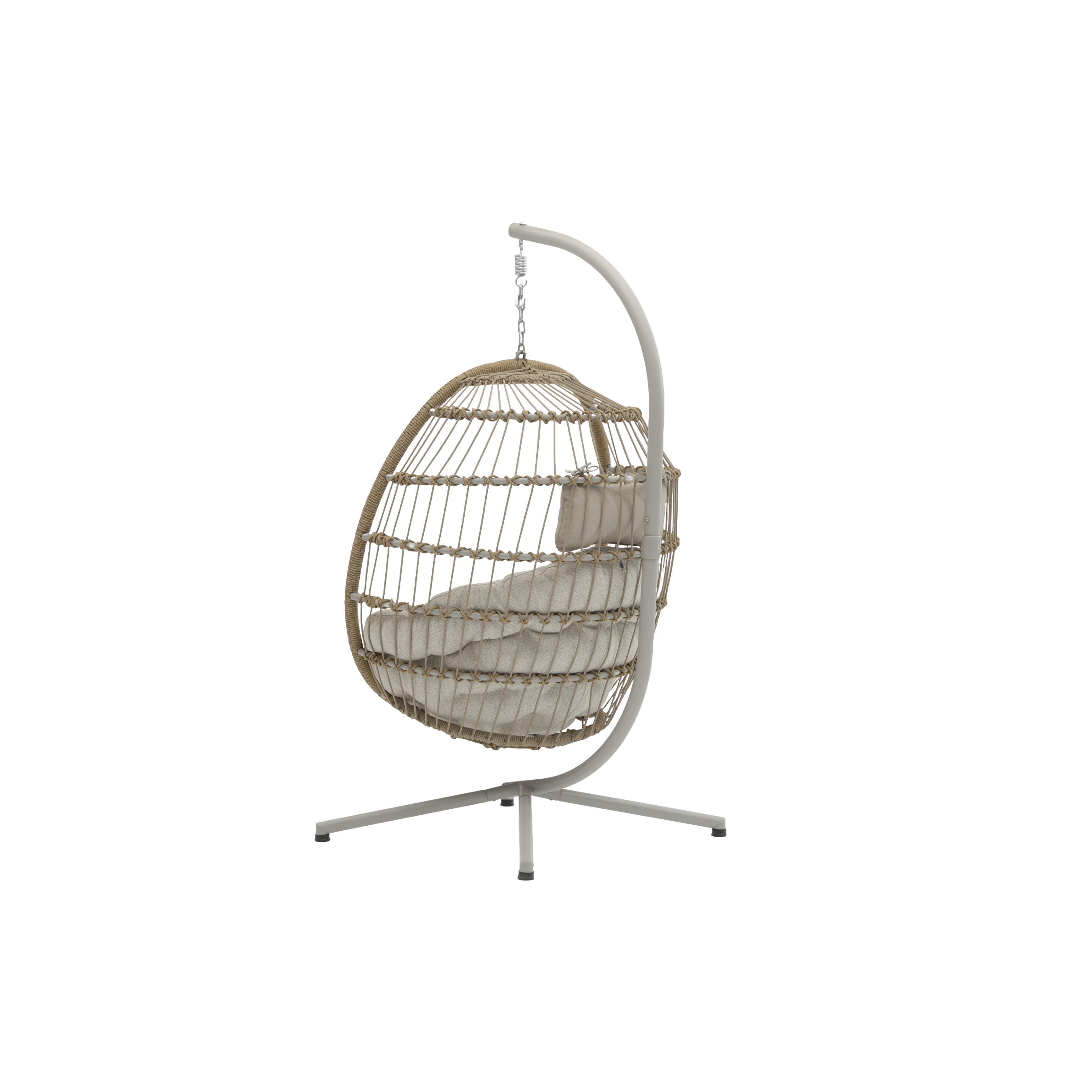 Poltrona sospesa da giardino in rattan con cuscini beige – Marta