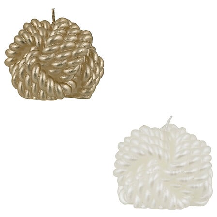 Candela decorativa a gomitolo satinata – bianco o oro assortito