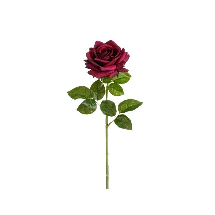 Rosa artificiale bordeaux Real Touch 65 cm – Mica Decorations