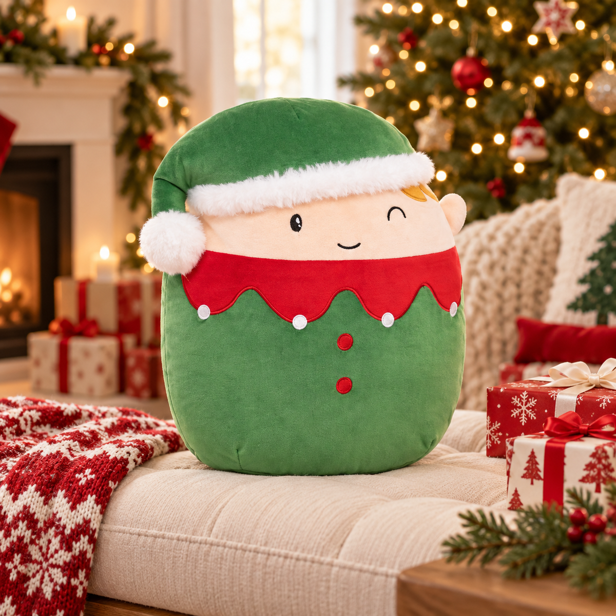 Folletto natalizio Squishy in peluche verde