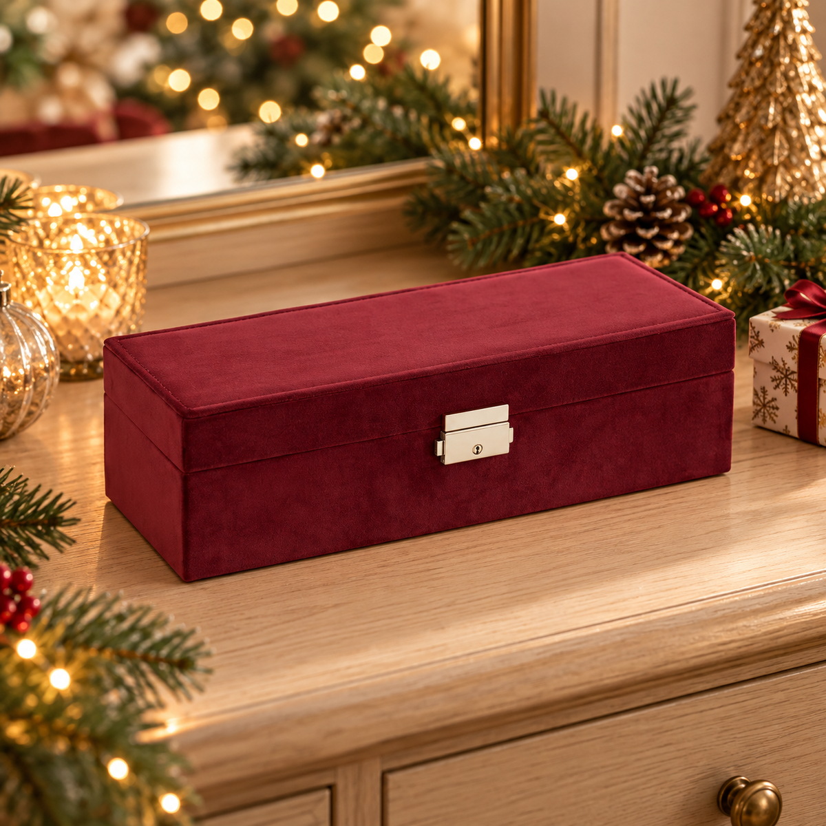 Portagioie bordeaux 28 cm con 8 scomparti