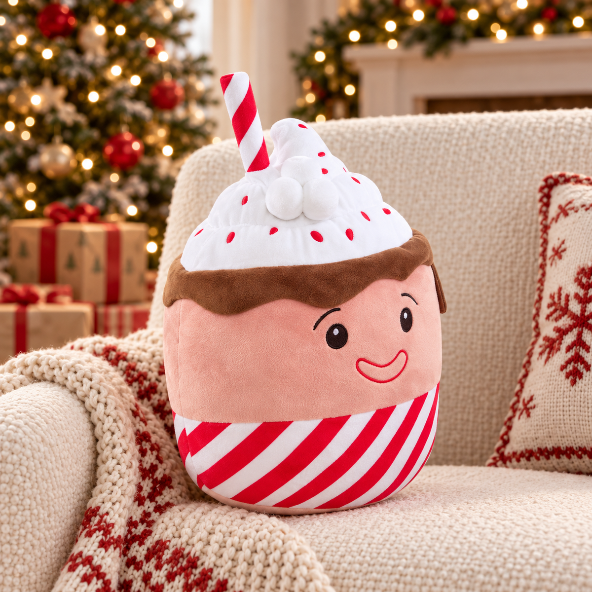 Peluche natalizio cioccolata calda con panna 35 cm