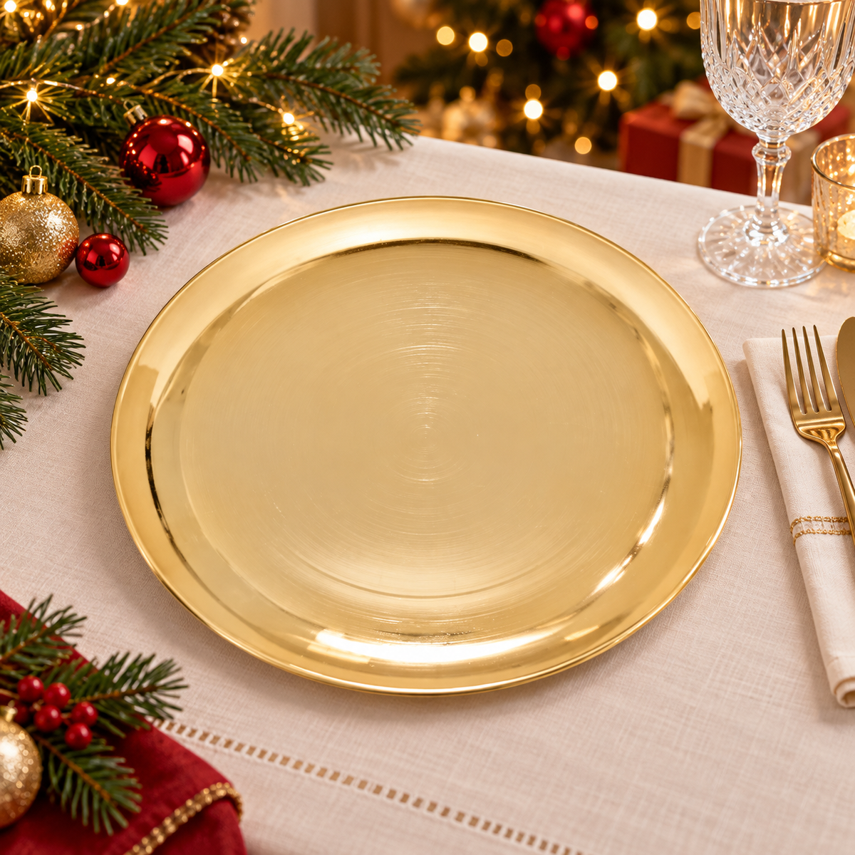 Sottopiatto decorativo dorato rotondo 33 cm