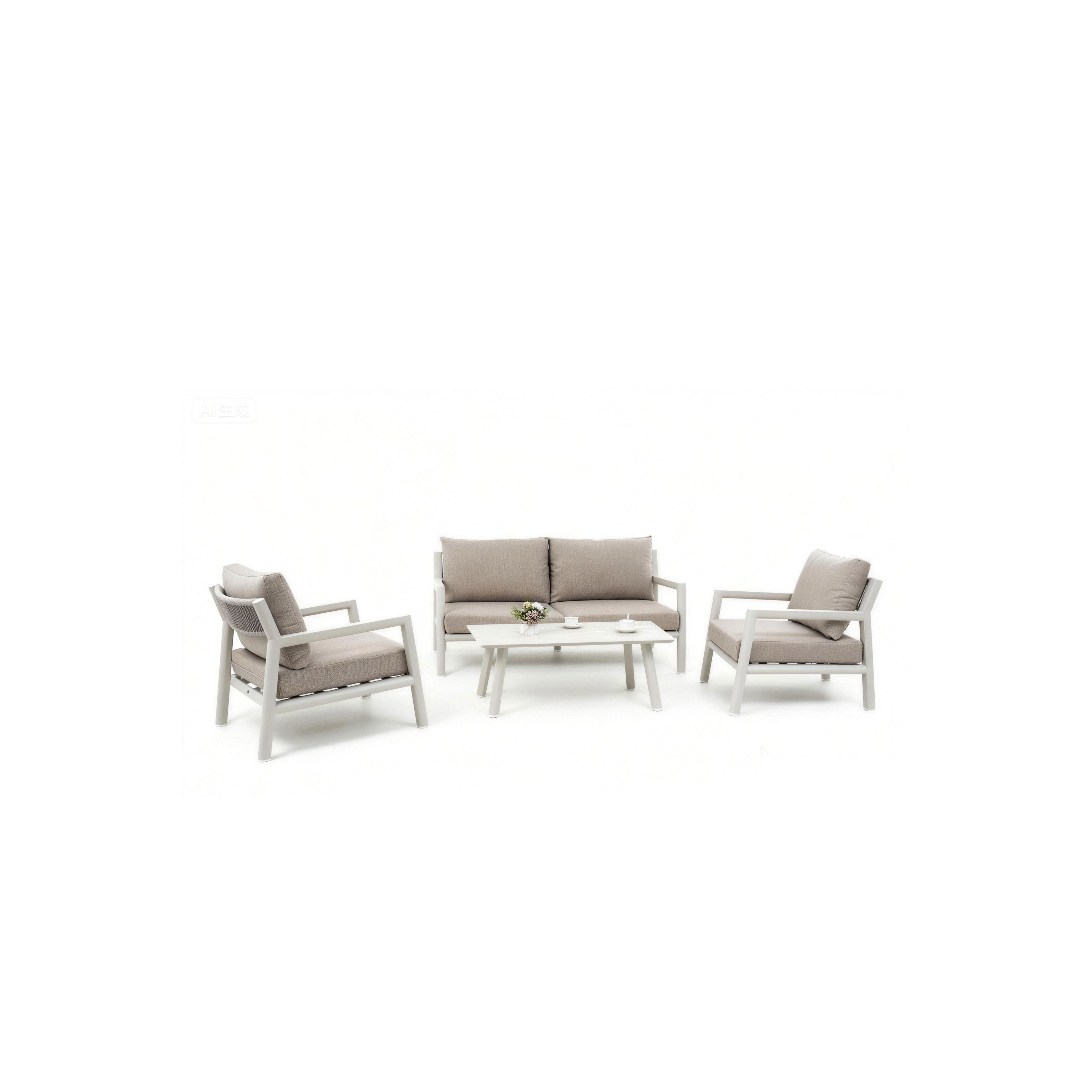 Salotto da giardino completo 4 posti in alluminio con cuscini – Alessia