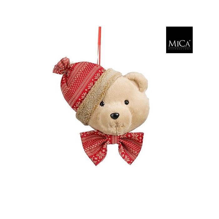Orsetto natalizio da appendere con cappello e fiocco 27 cm – Mica Decorations