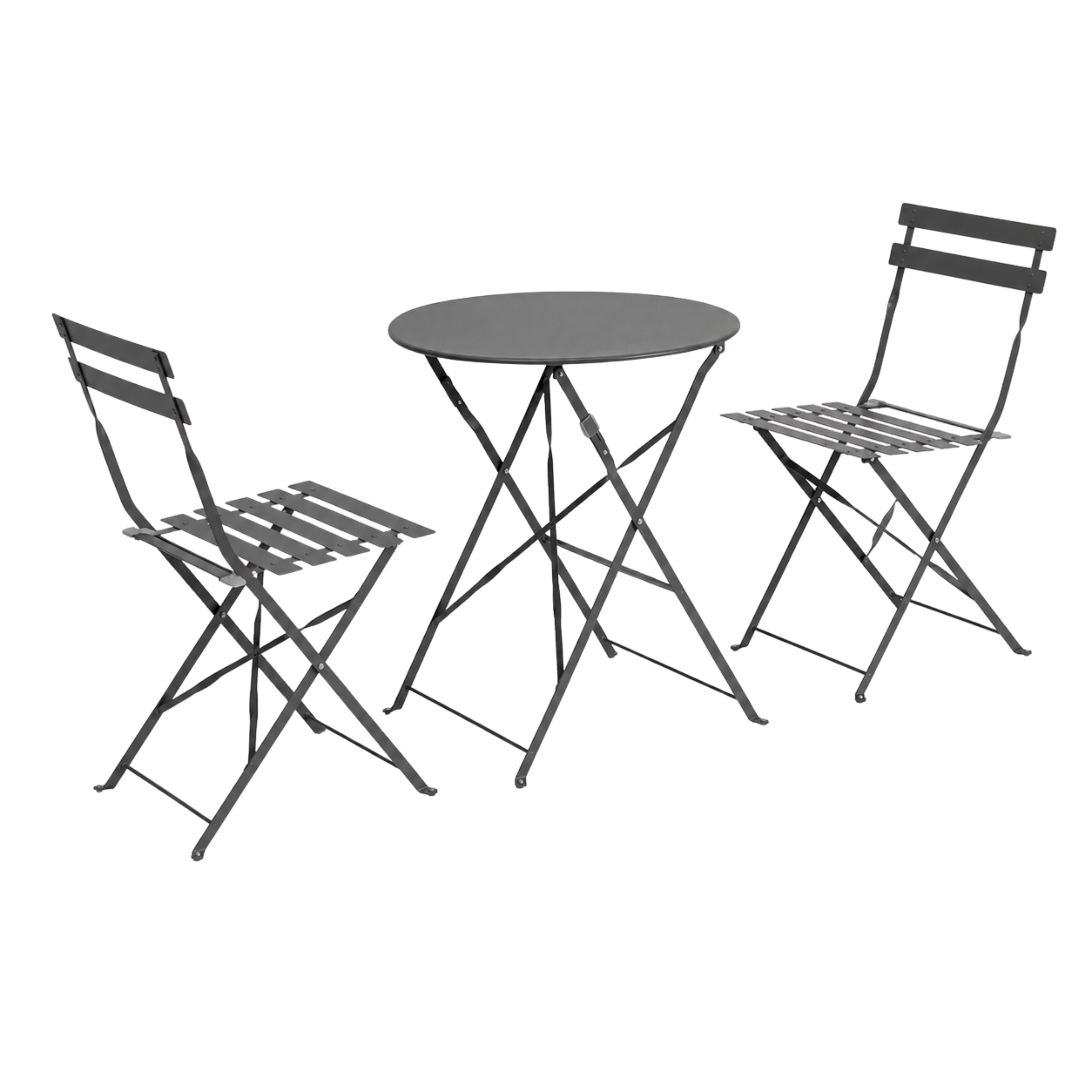 Set bistrot Austin antracite pieghevole in acciaio da esterno