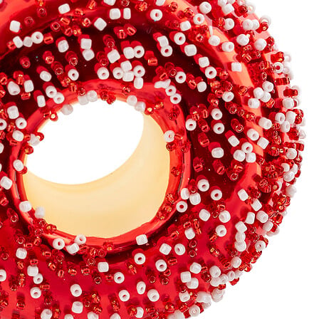 Addobbo natalizio ciambella in vetro rosso 9 cm