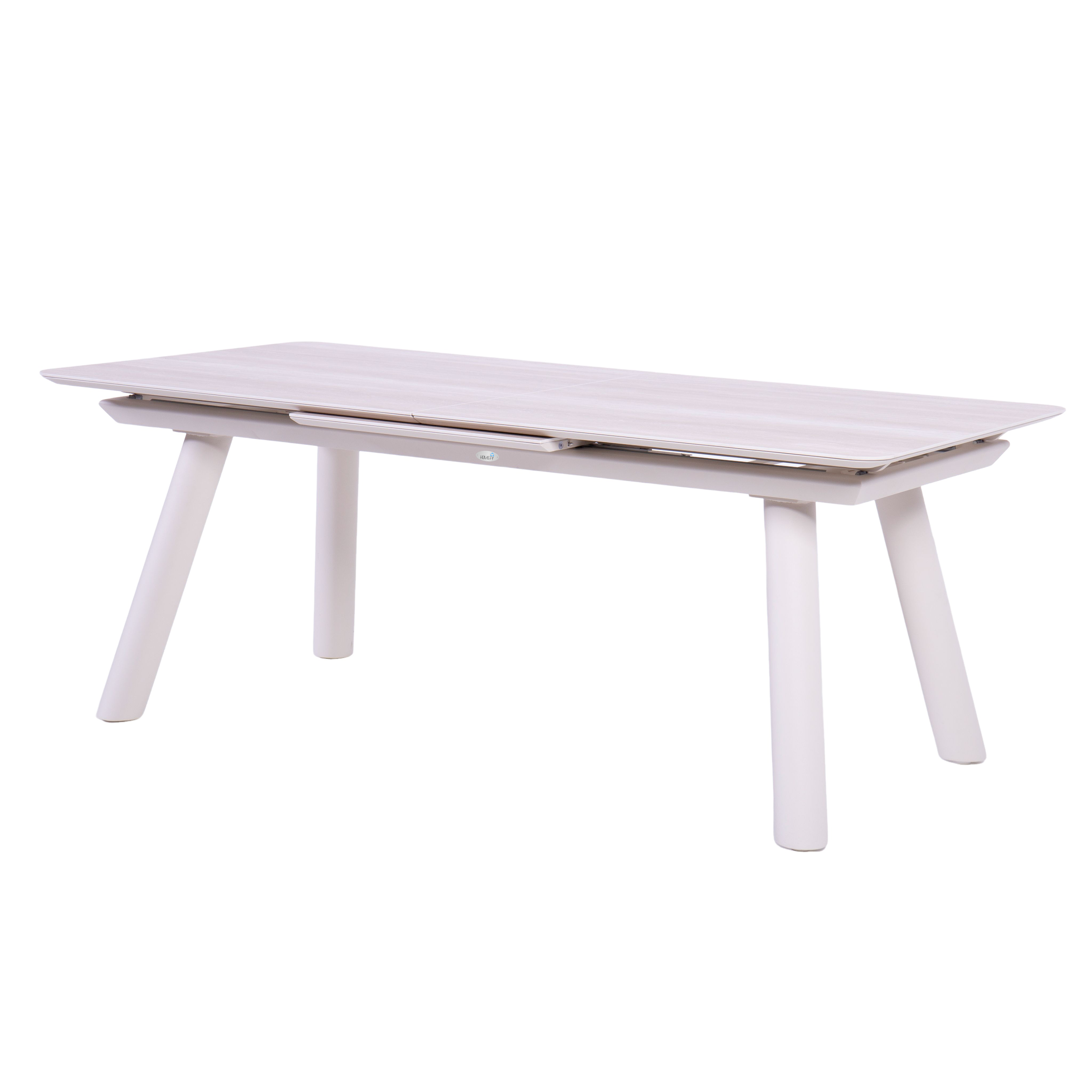 Tavolo da giardino allungabile con piano in gres bianco – Mary