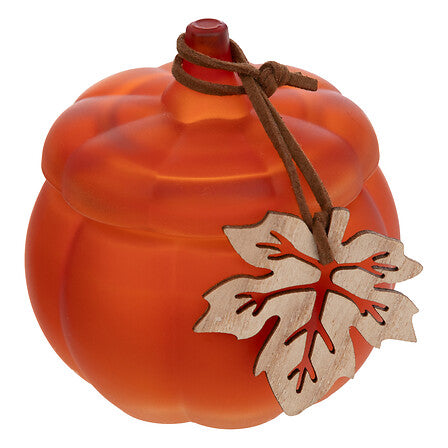 Candela profumata speziata in vetro a zucca 8,5 cm