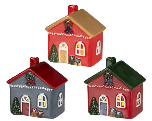 Casetta natalizia LED in dolomite 11 cm – colori assortiti