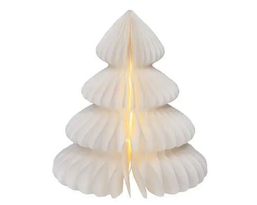 Albero di Natale in carta bianca con 20 micro LED 28 cm