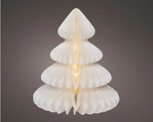 Albero di Natale in carta bianca con 40 micro LED 48 cm