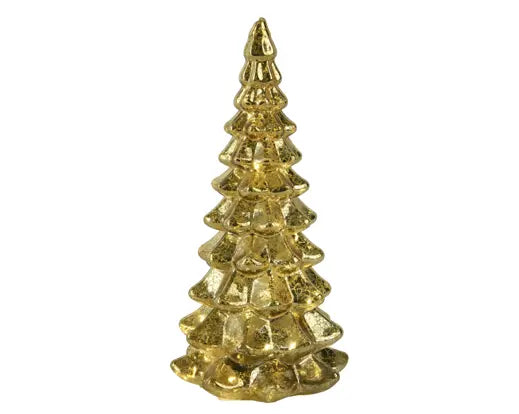 Albero natalizio in vetro oro con 10 micro LED 21 cm