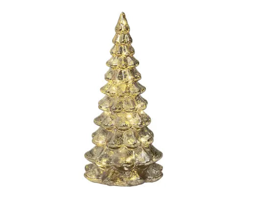 Albero natalizio in vetro oro con 10 micro LED 21 cm