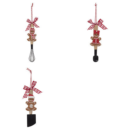 Pendente natalizio utensile da cucina con omino biscotto 13 cm