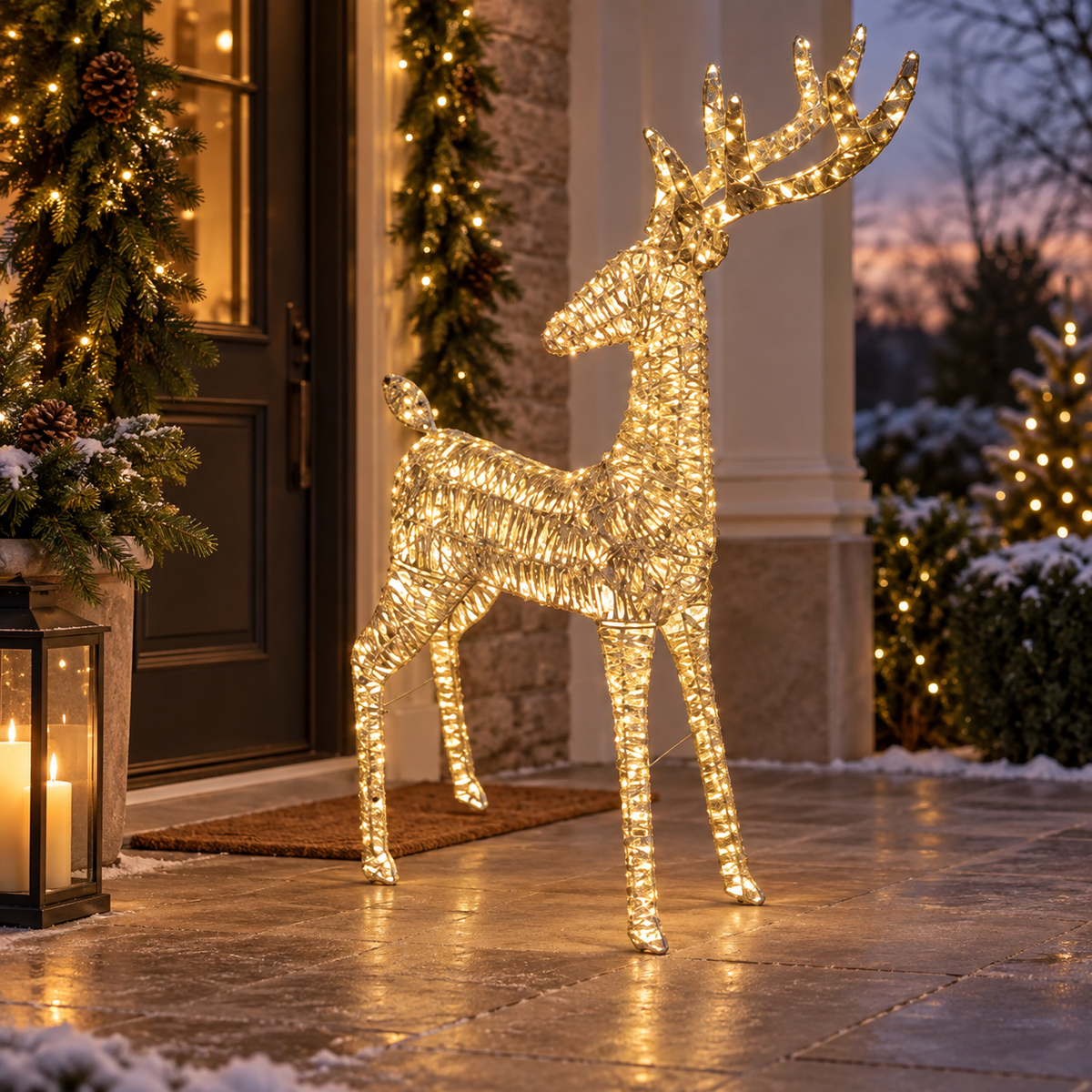 Renna luminosa oro con 960 micro LED da esterno 130 cm