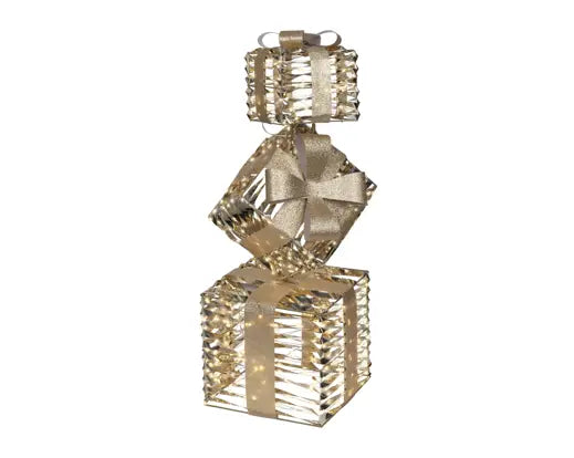 Pacchi regalo luminosi oro con 600 micro LED da esterno 73 cm