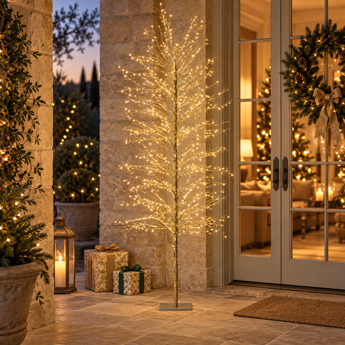 Albero luminoso oro 180 cm con 1755 micro LED – Kaemingk