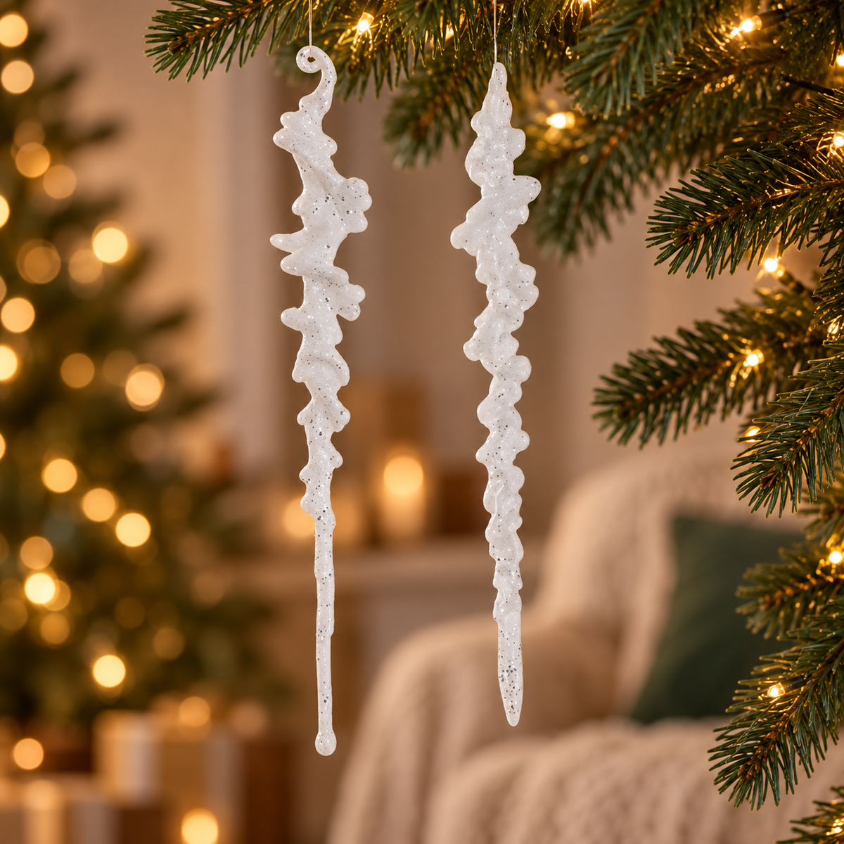 Pendente natalizio bianco glitter 25 cm – Kaemingk