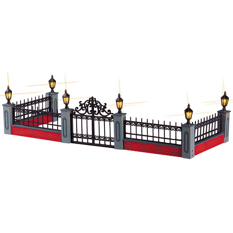 Lighted Wrought Iron Fence, Set of 5