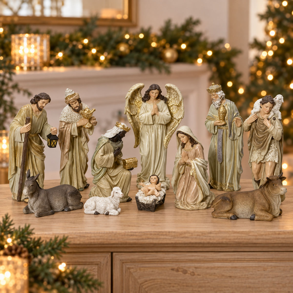 Presepe 11 pezzi in poliresina dipinta 20 cm – Kaemingk