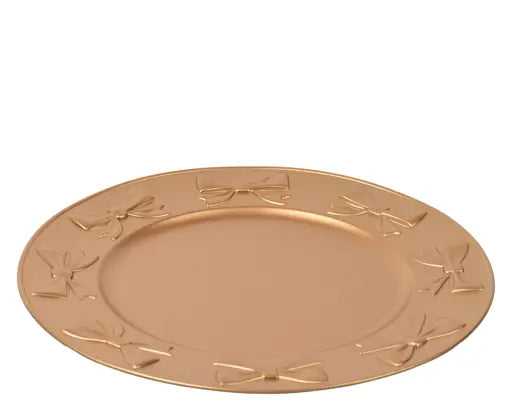 Sottopiatto natalizio oro con fiocchi in rilievo Ø 33 cm – Kaemingk