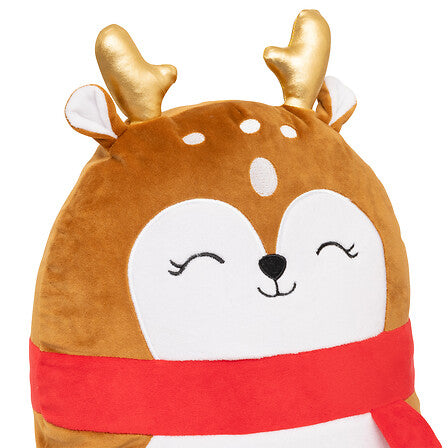 Renna Squishy in peluche marrone con sciarpa rossa 35 cm