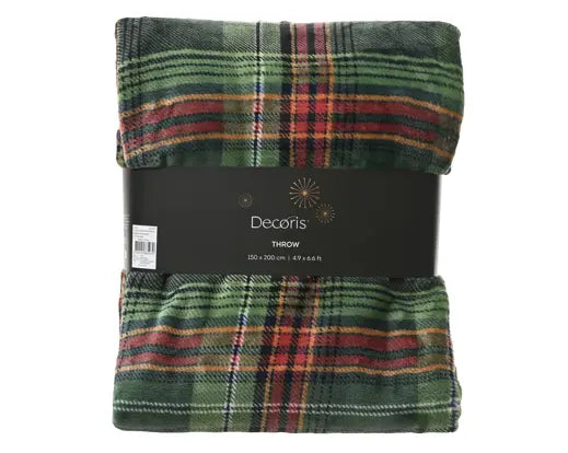 Plaid natalizio tartan verde in flanella 150 × 200 cm – Kaemingk