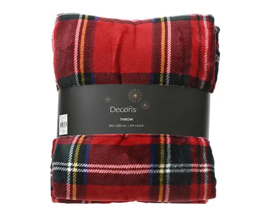 Plaid natalizio tartan rosso in flanella 150 × 200 cm – Kaemingk