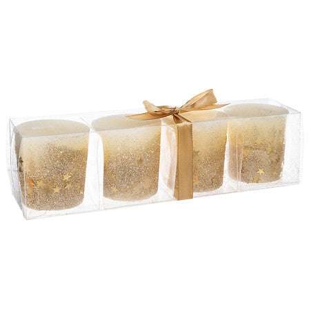 Candele votive natalizie oro con stelle – set da 4