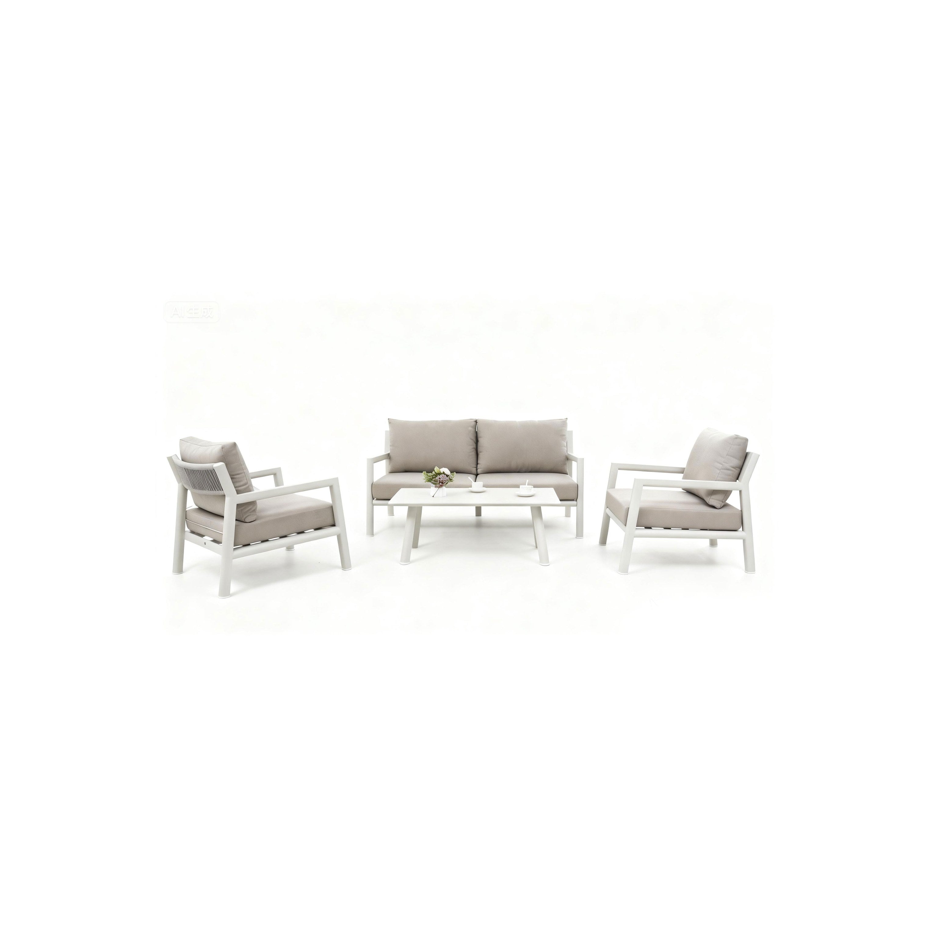 Salotto da giardino completo 4 posti in alluminio con cuscini – Alessia