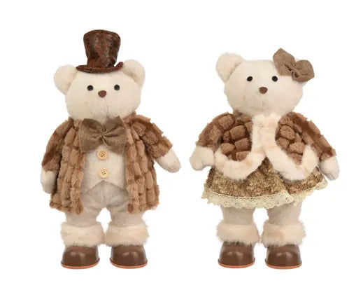 Orsetto natalizio elegante in piedi 43 cm, assortito – Kaemingk
