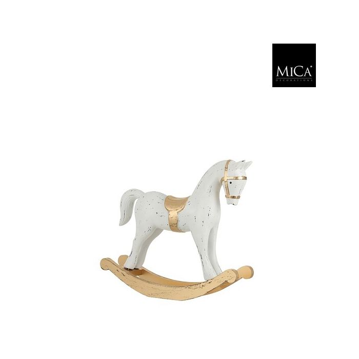Cavallino a dondolo natalizio bianco e oro 26,5 cm – Mica Decorations