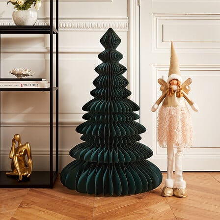 Albero di Natale in carta verde a nido d’ape 90 cm