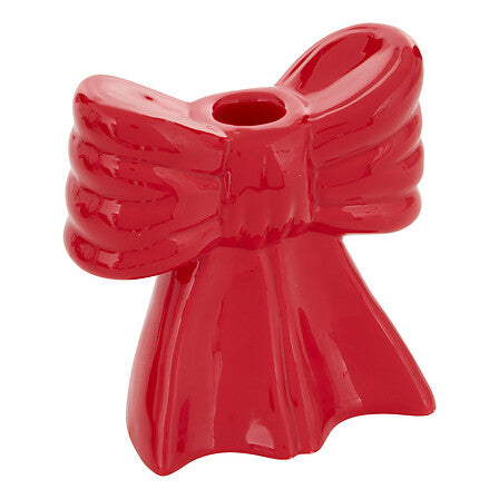 Portacandela natalizio a fiocco rosso in dolomite 13 cm