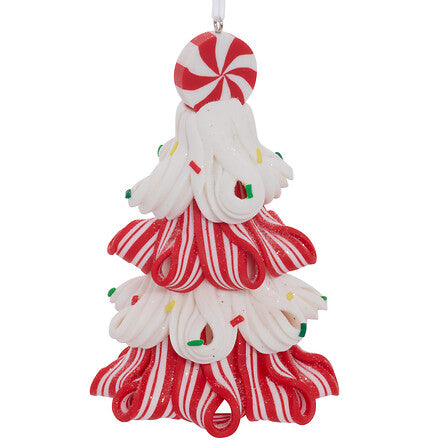 Pendente albero di Natale caramella rosso e bianco 11 cm