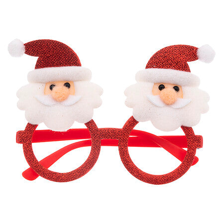 Occhiali natalizi glitterati con Babbo Natale rossi