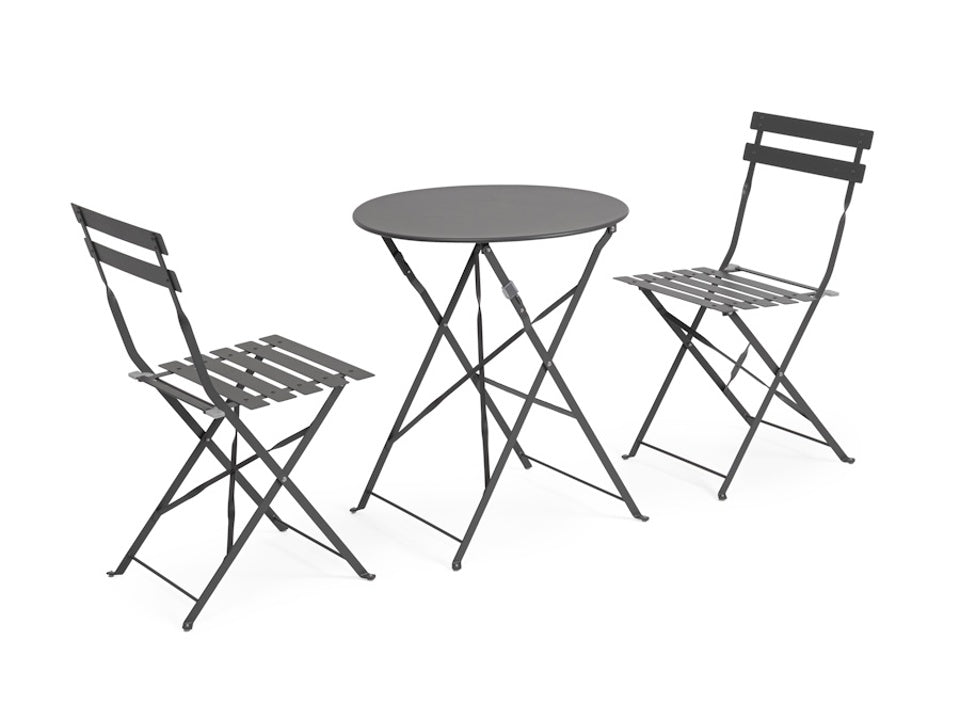 Set bistrot Austin antracite pieghevole in acciaio da esterno