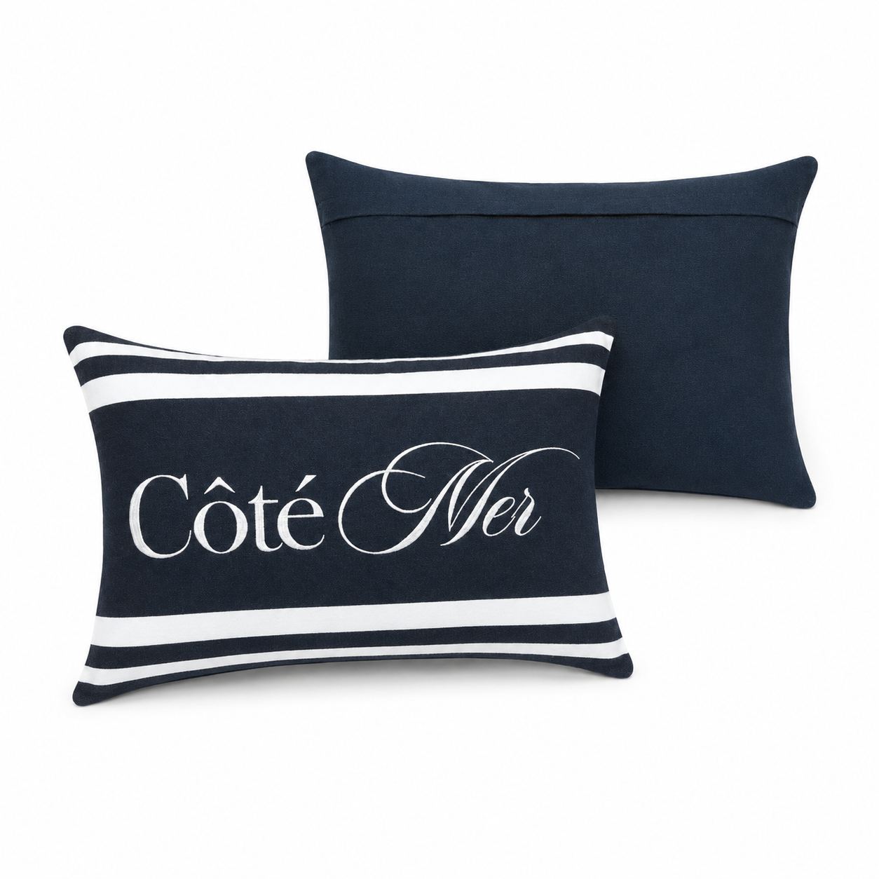 Cuscino decorativo rettangolare a righe marinare blu navy 40x60cm  – Côté Mer