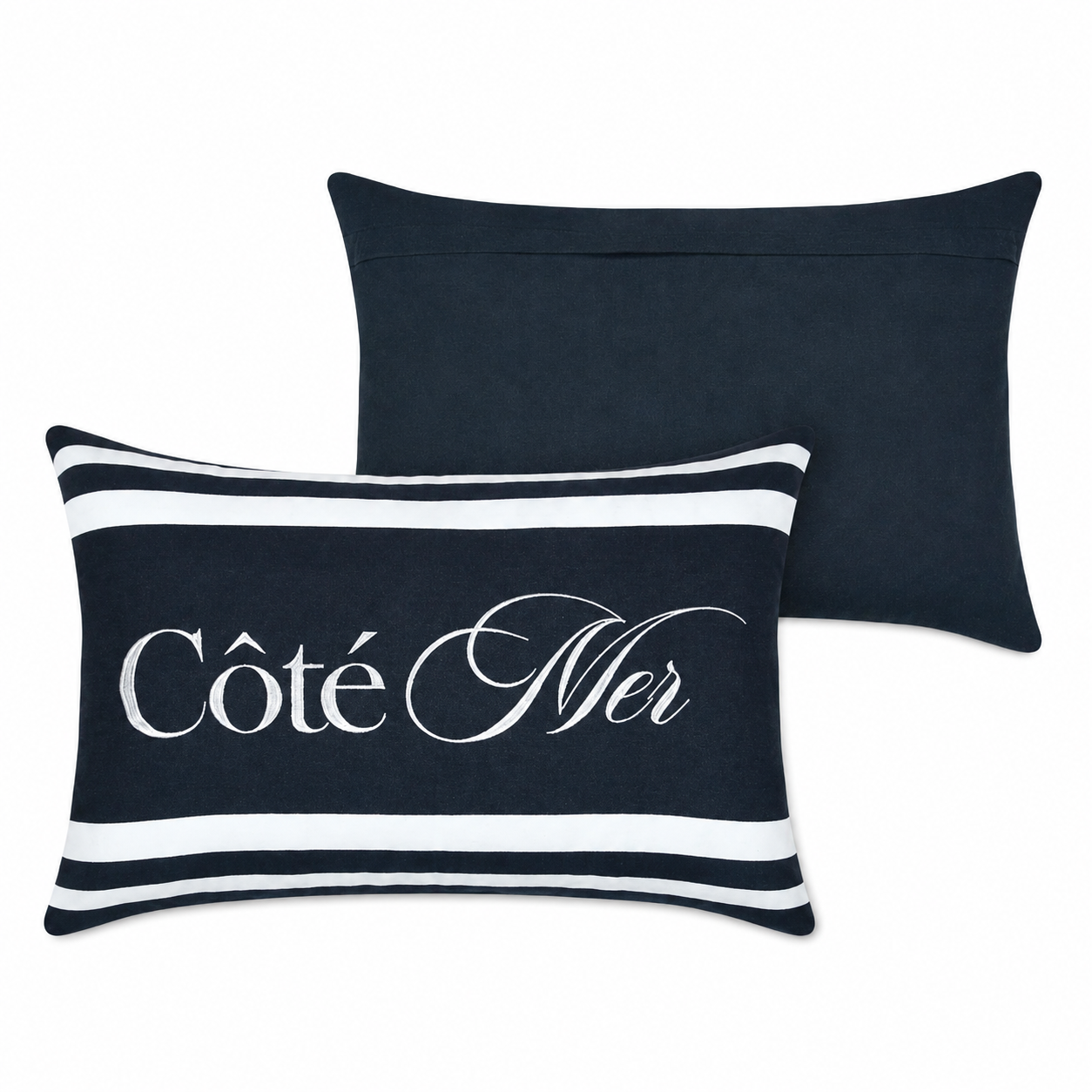 Cuscino decorativo rettangolare a righe marinare blu navy 40x60cm  – Côté Mer