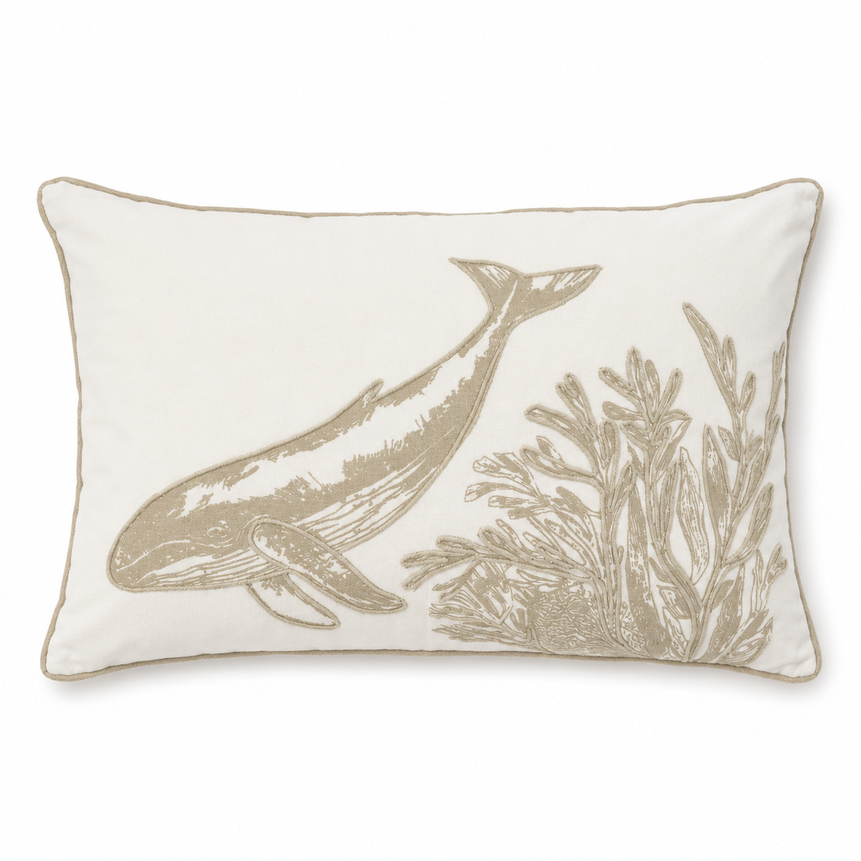 Cuscino da esterno con ricamo di balenottera natante 40x60 cm – Azuria