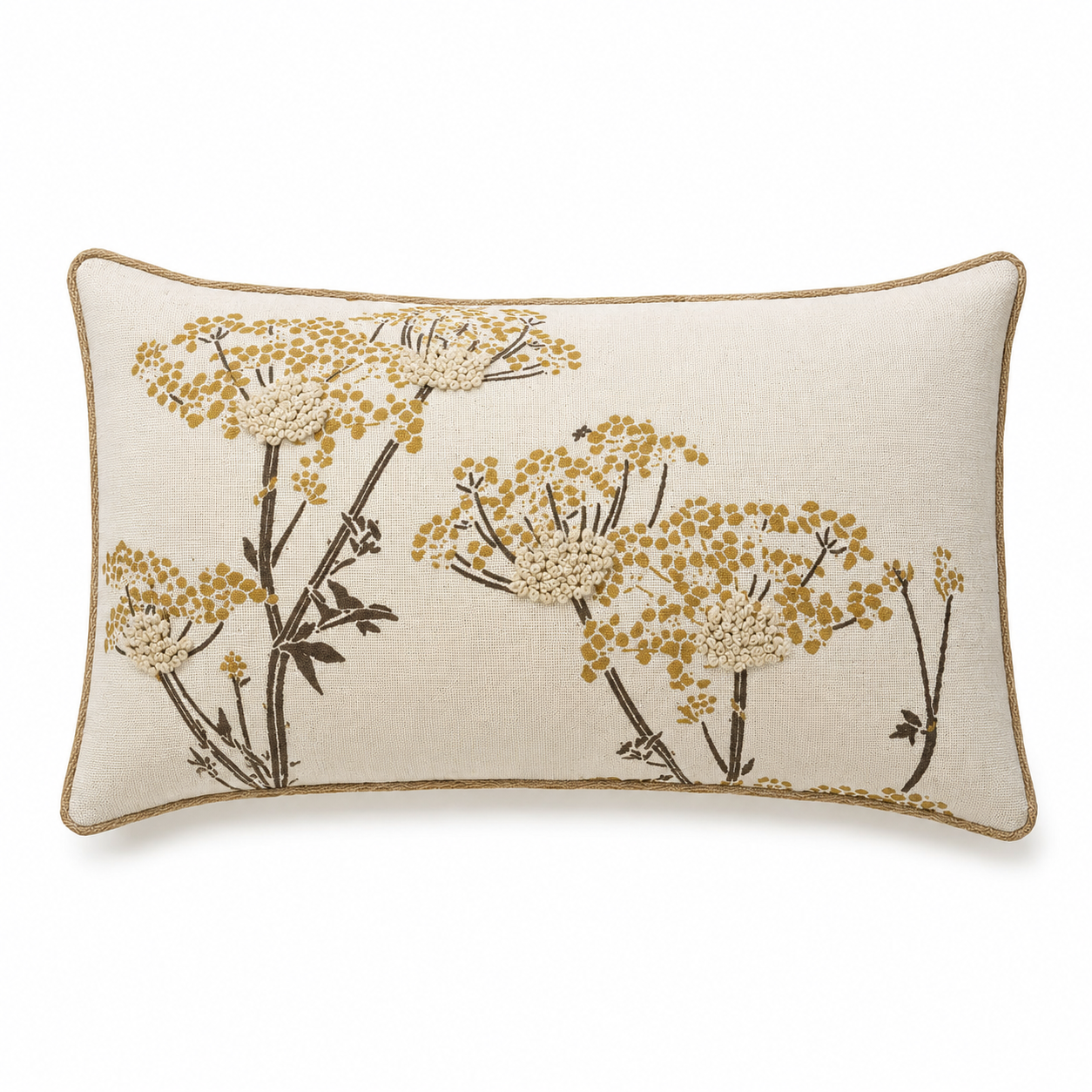 Cuscino da esterno fantasia fiori selvatici oro 40x70 cm – Oriana