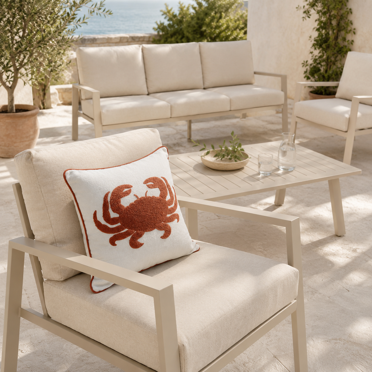 Cuscino ricamato Oceania 45x45cm