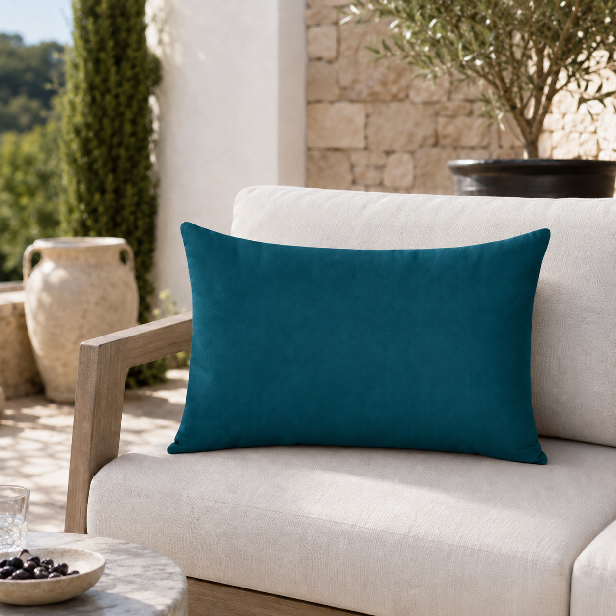 Cuscino da esterno impermeabile antimacchia petrol 40x60 cm – Hawai – complementi d'arredo Gelsomino Home