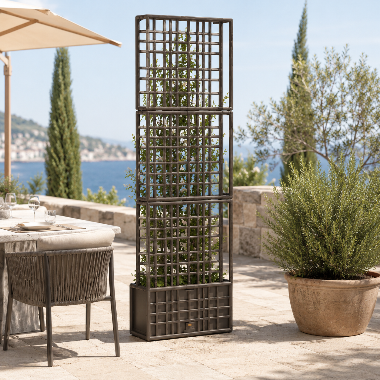 Divisorio modulare da giardino autoportante con fioriera terra – Sipario 3