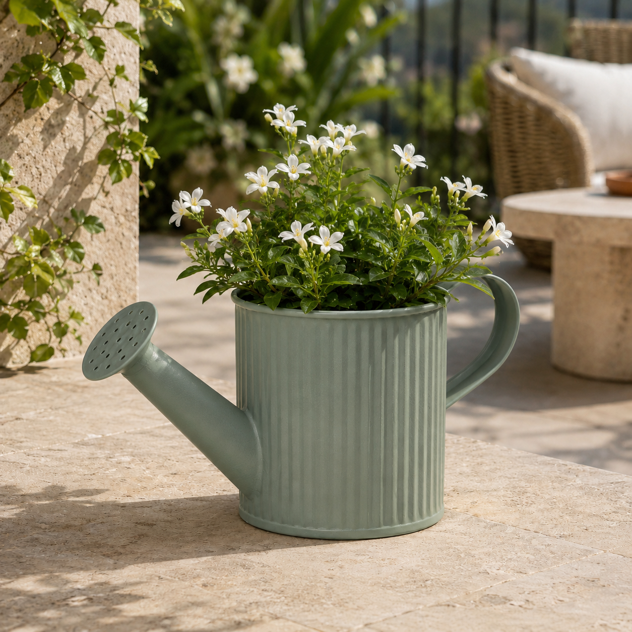 Planter decorativo a forma di annaffiatoio in zinco opaco colori assortiti