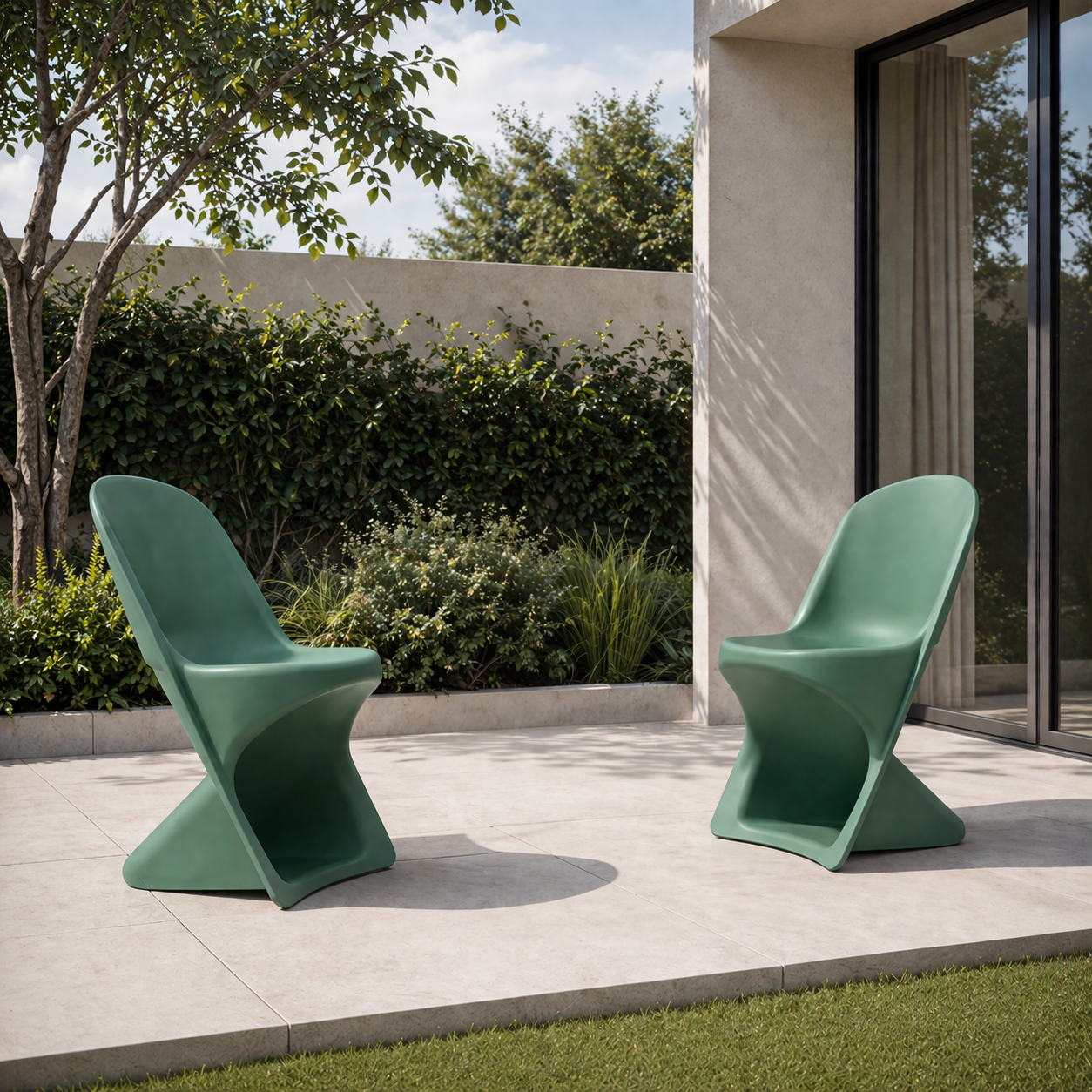 Sedia da giardino dal design sinuoso verde seal – Twist