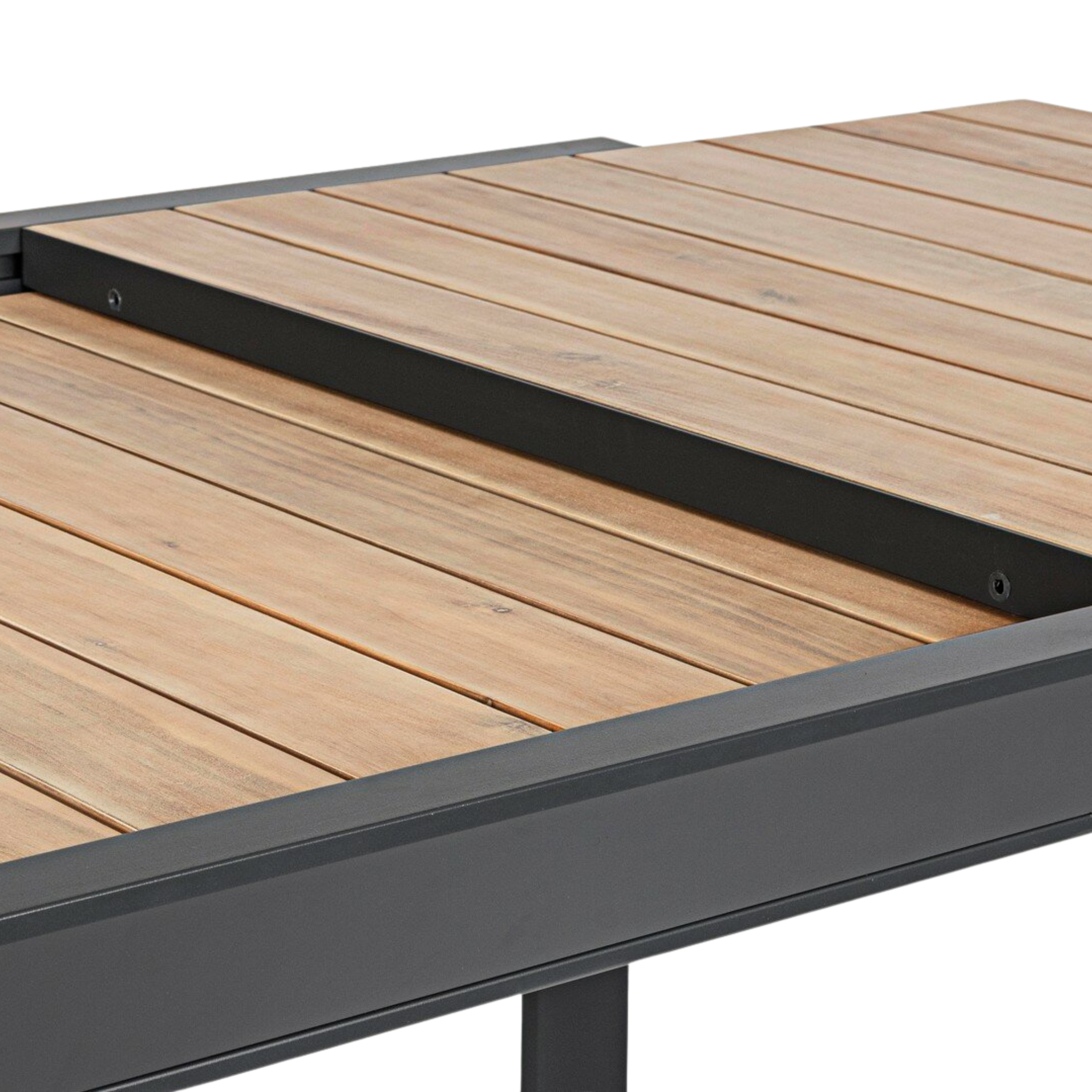 Tavolo da giardino con piano a doghe effetto legno antracite – Belmar